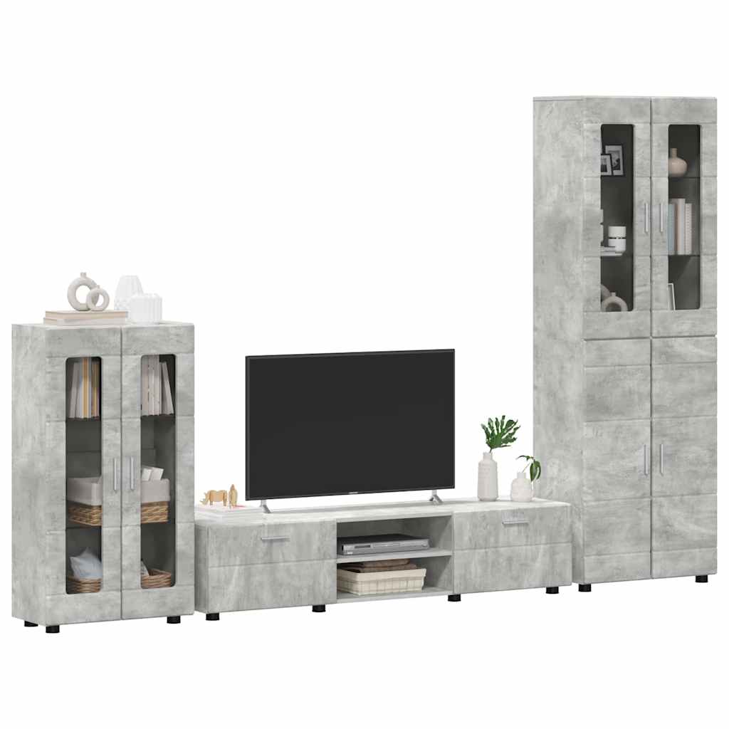 Set TV komoda FLORIN 3 pcs Betonski sivi Konstruirano drvo