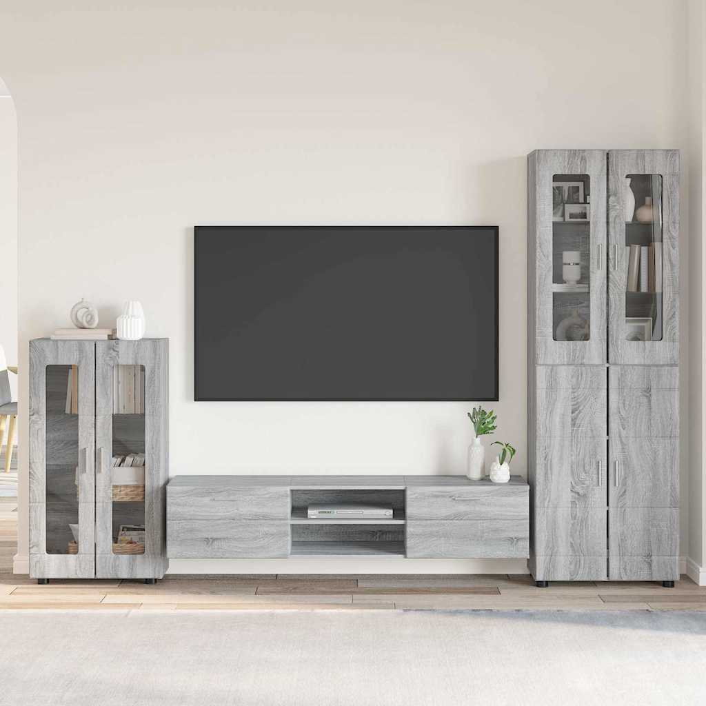 Set TV komoda FLORIN 3 pcs Siva Sonoma Konstruirano drvo
