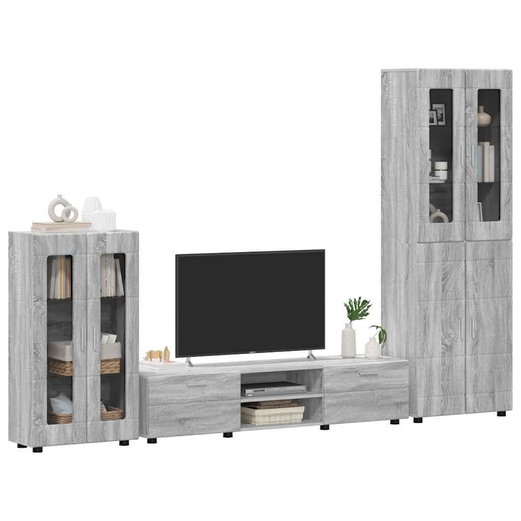 Set TV komoda FLORIN 3 pcs Siva Sonoma Konstruirano drvo