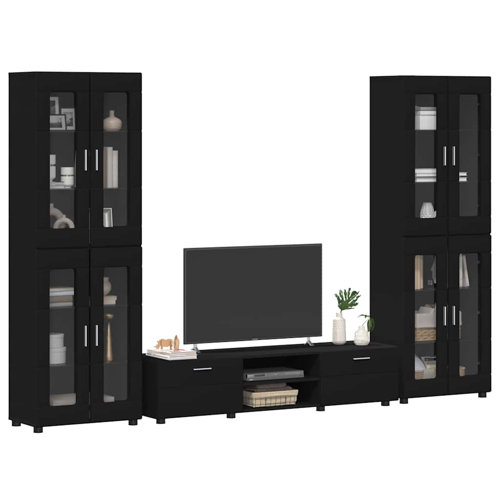 Set TV komoda FLORIN 3 kom. Crna Konstruirano drvo