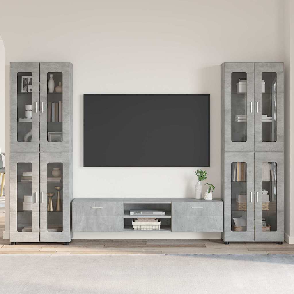 Set TV komoda FLORIN 3 pcs Betonski sivi Konstruirano drvo