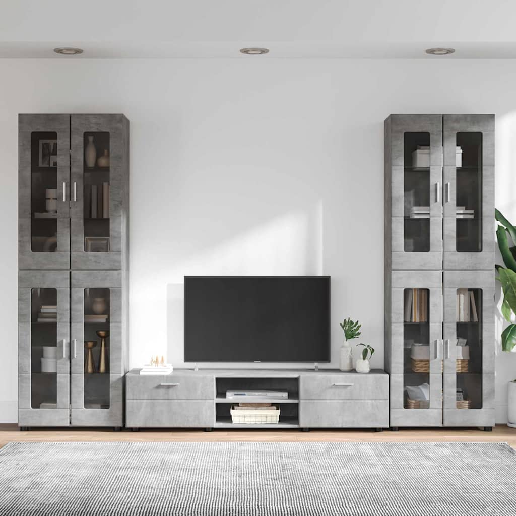 Set TV komoda FLORIN 3 pcs Betonski sivi Konstruirano drvo