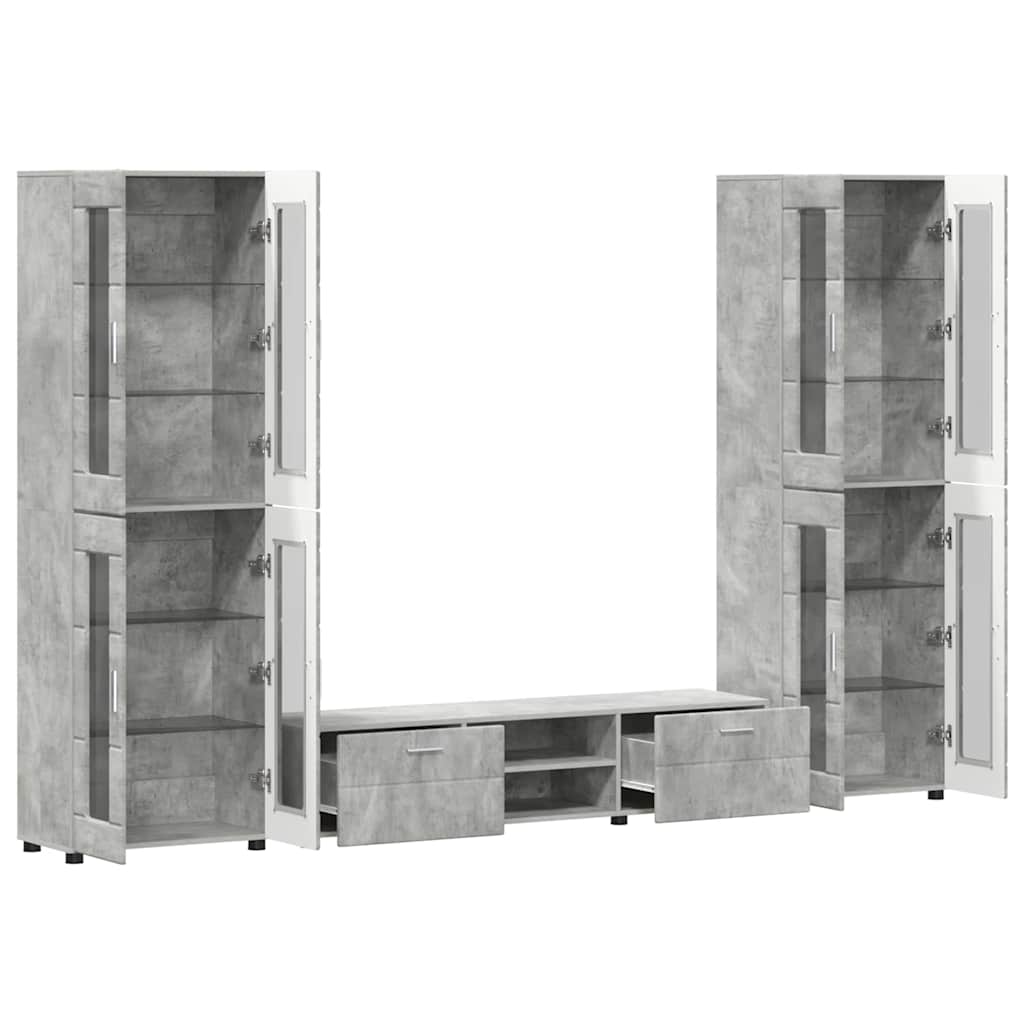 Set TV komoda FLORIN 3 pcs Betonski sivi Konstruirano drvo