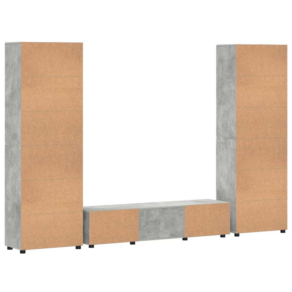 Set TV komoda FLORIN 3 pcs Betonski sivi Konstruirano drvo