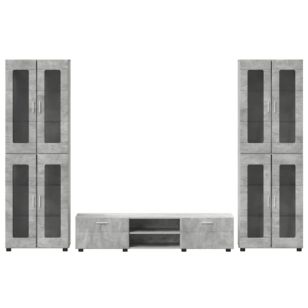 Set TV komoda FLORIN 3 pcs Betonski sivi Konstruirano drvo