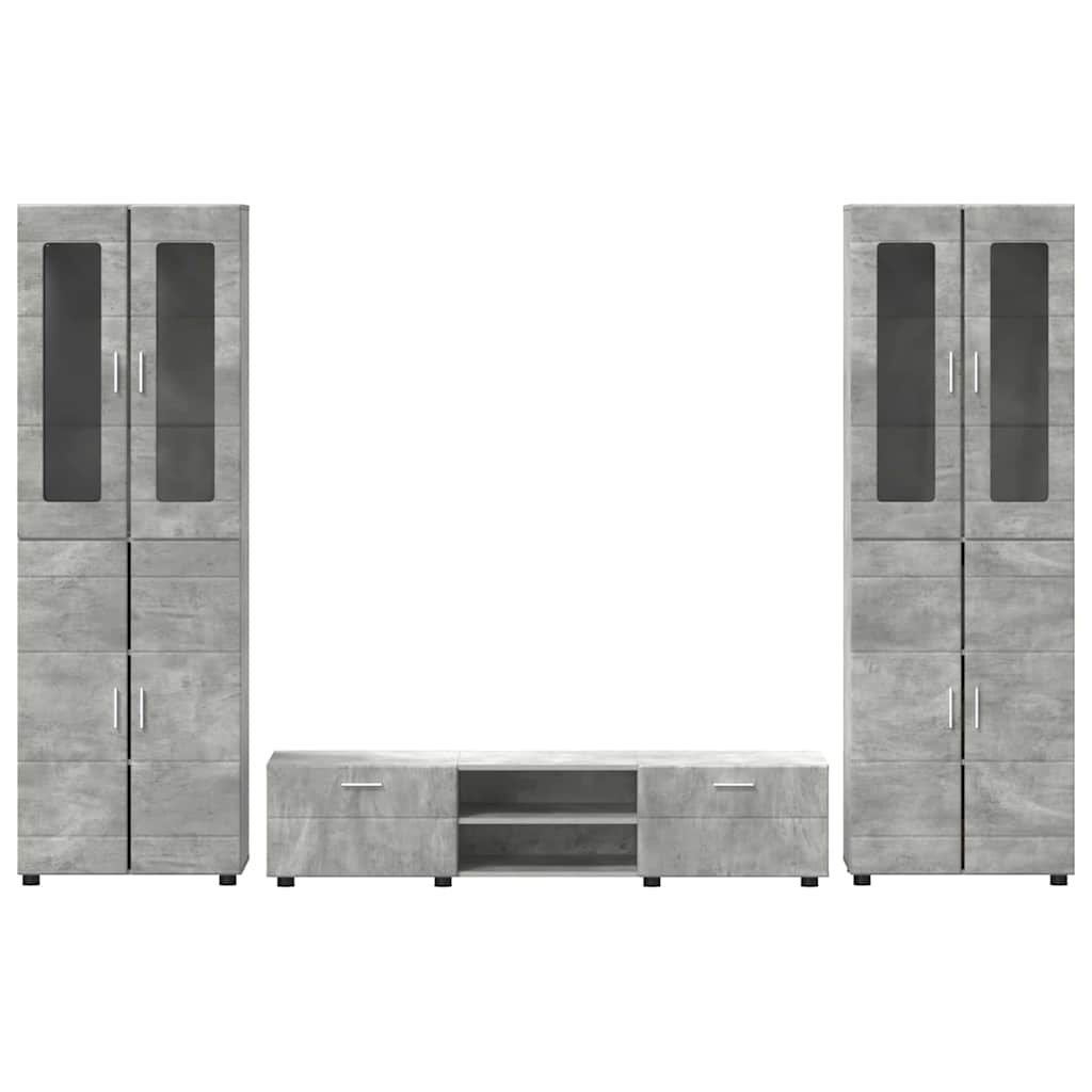Set TV komoda FLORIN 3 pcs Betonski sivi Konstruirano drvo