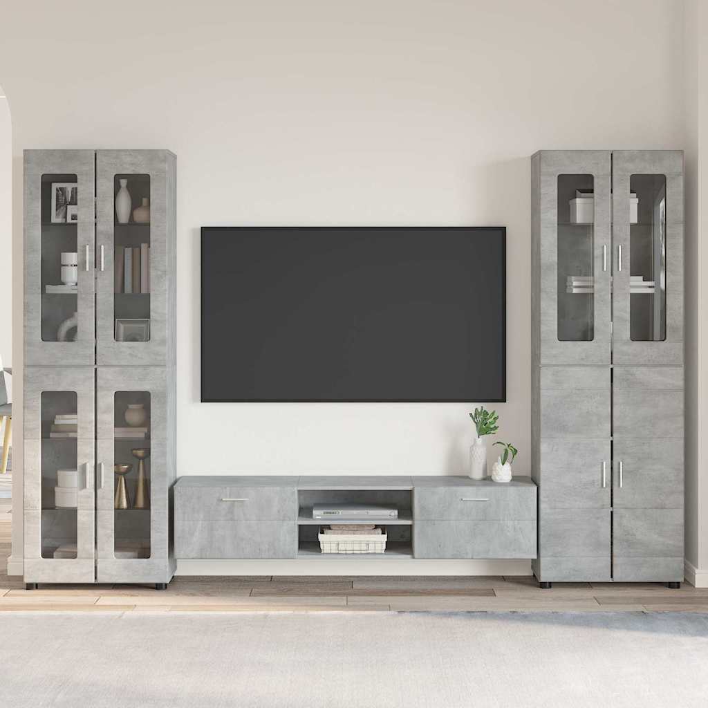 Set TV komoda FLORIN 3 pcs Betonski sivi Konstruirano drvo