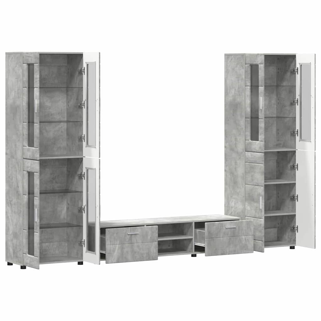 Set TV komoda FLORIN 3 pcs Betonski sivi Konstruirano drvo