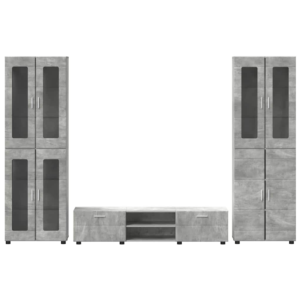 Set TV komoda FLORIN 3 pcs Betonski sivi Konstruirano drvo