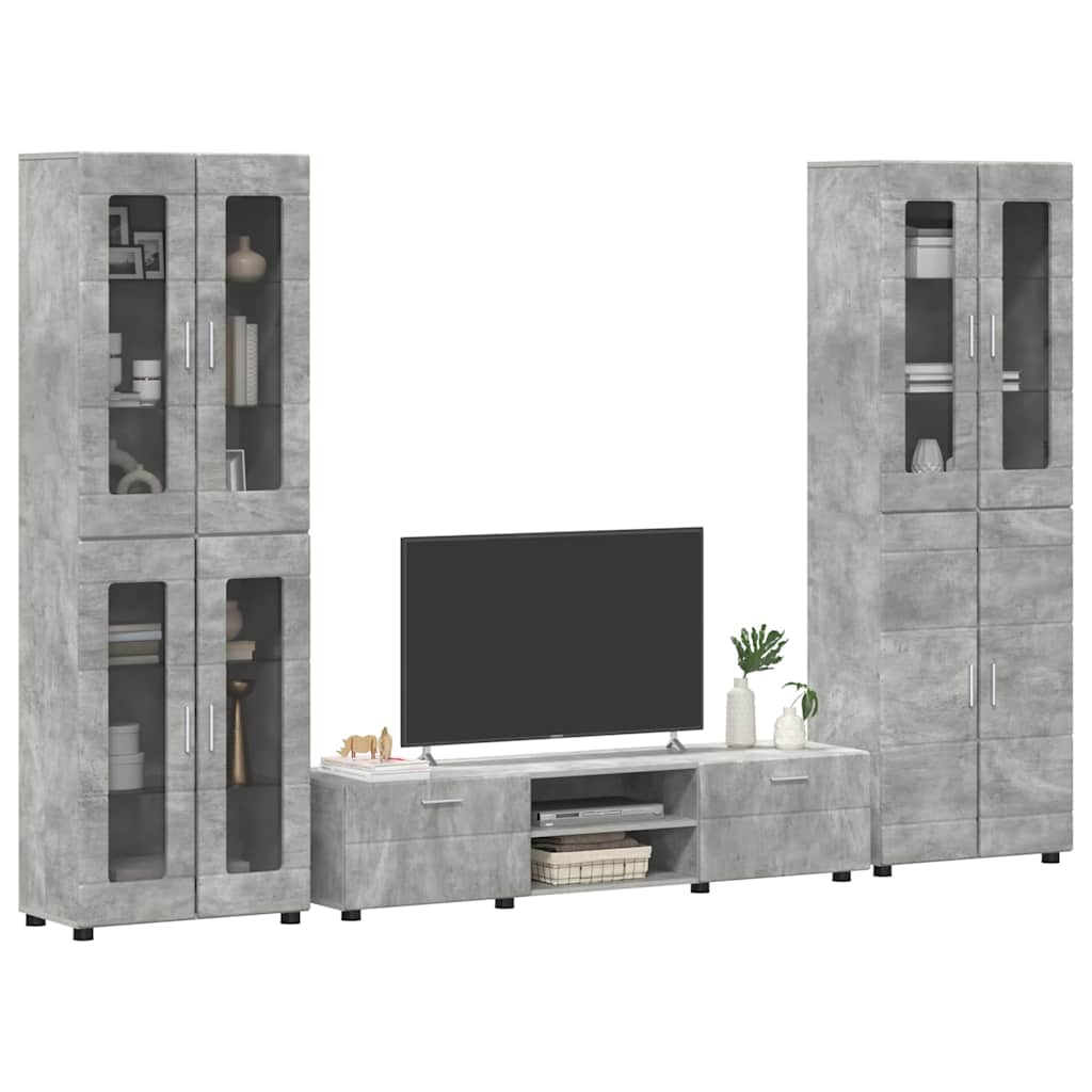 Set TV komoda FLORIN 3 pcs Betonski sivi Konstruirano drvo