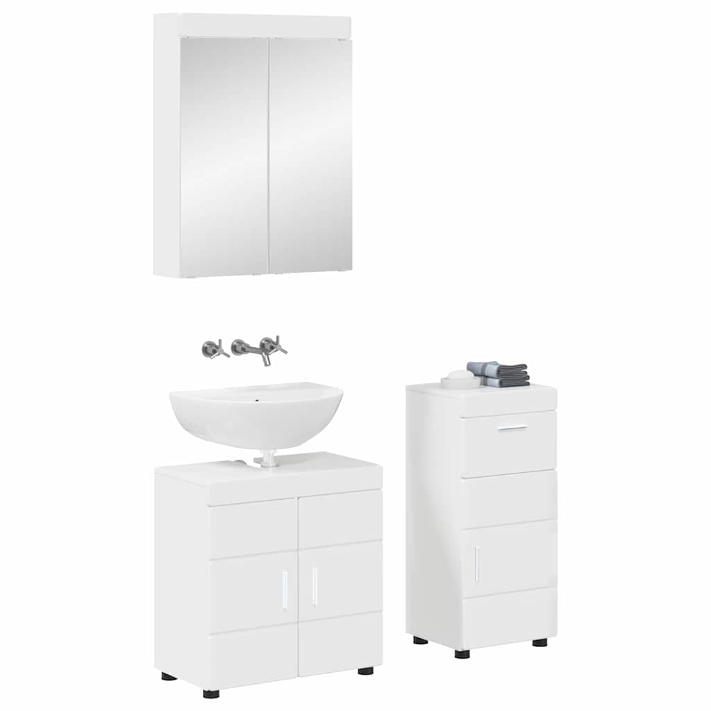 Set namještaja za kupaonicu TULUM 3 pcs Visoki sjaj bijela