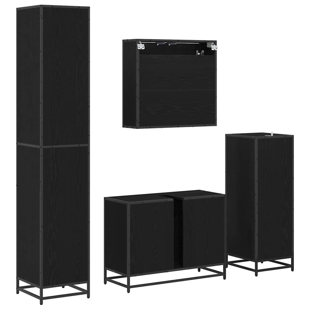Set namještaja za kupaonicu 4 pcs Crni hrast Konstruirano drvo