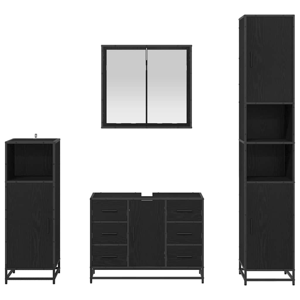 Set namještaja za kupaonicu 4 pcs Crni hrast Konstruirano drvo