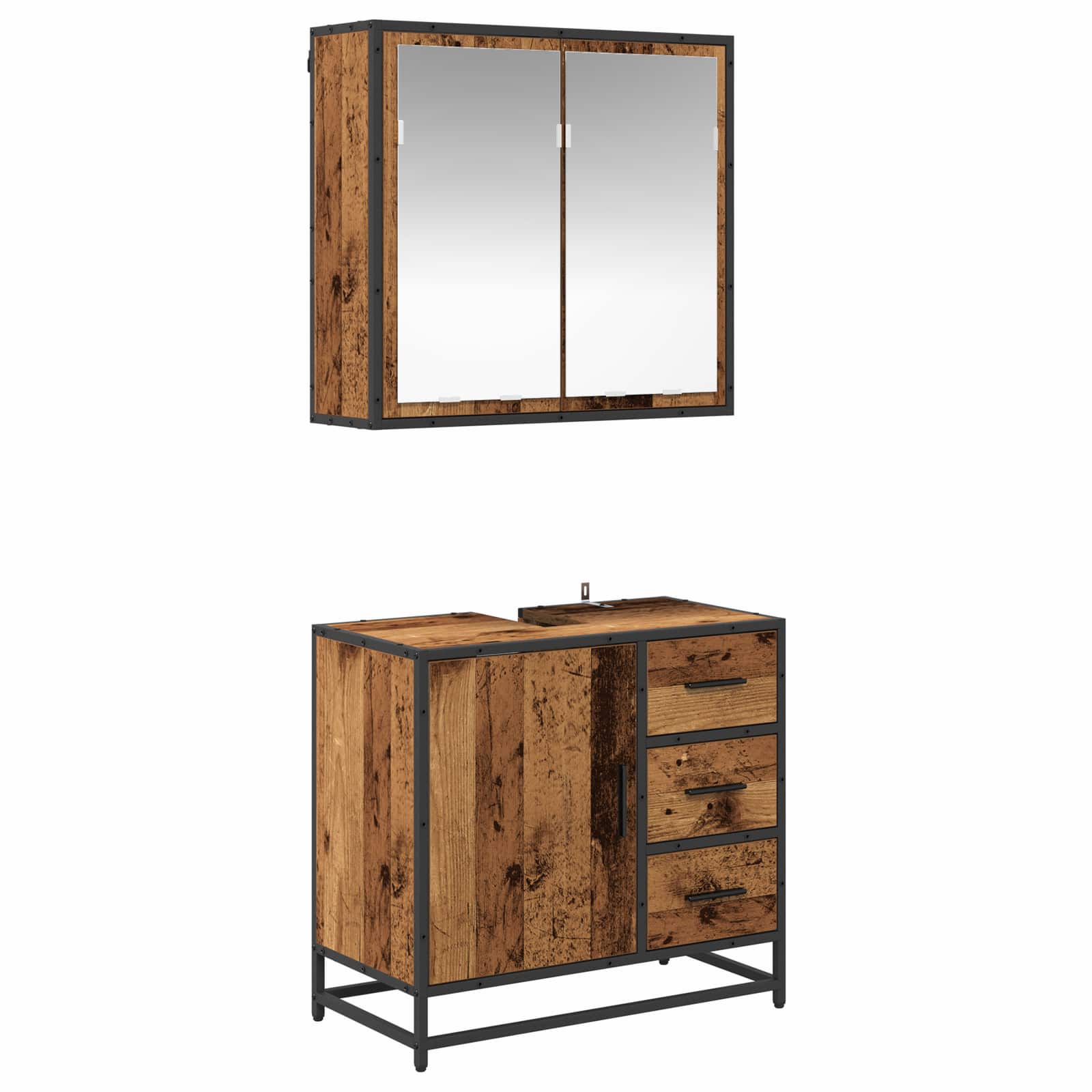 Set namještaja za kupaonicu 2 pcs Staro drvo Konstruirano drvo
