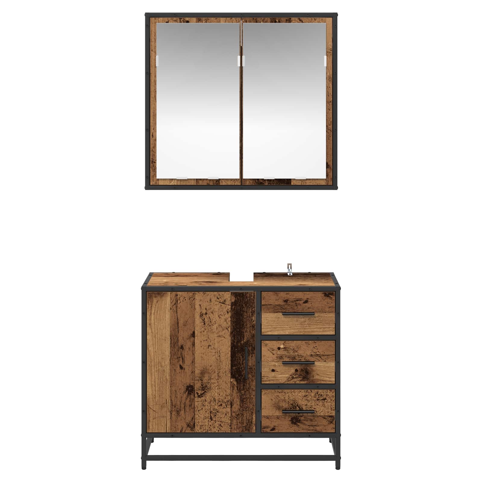Set namještaja za kupaonicu 2 pcs Staro drvo Konstruirano drvo
