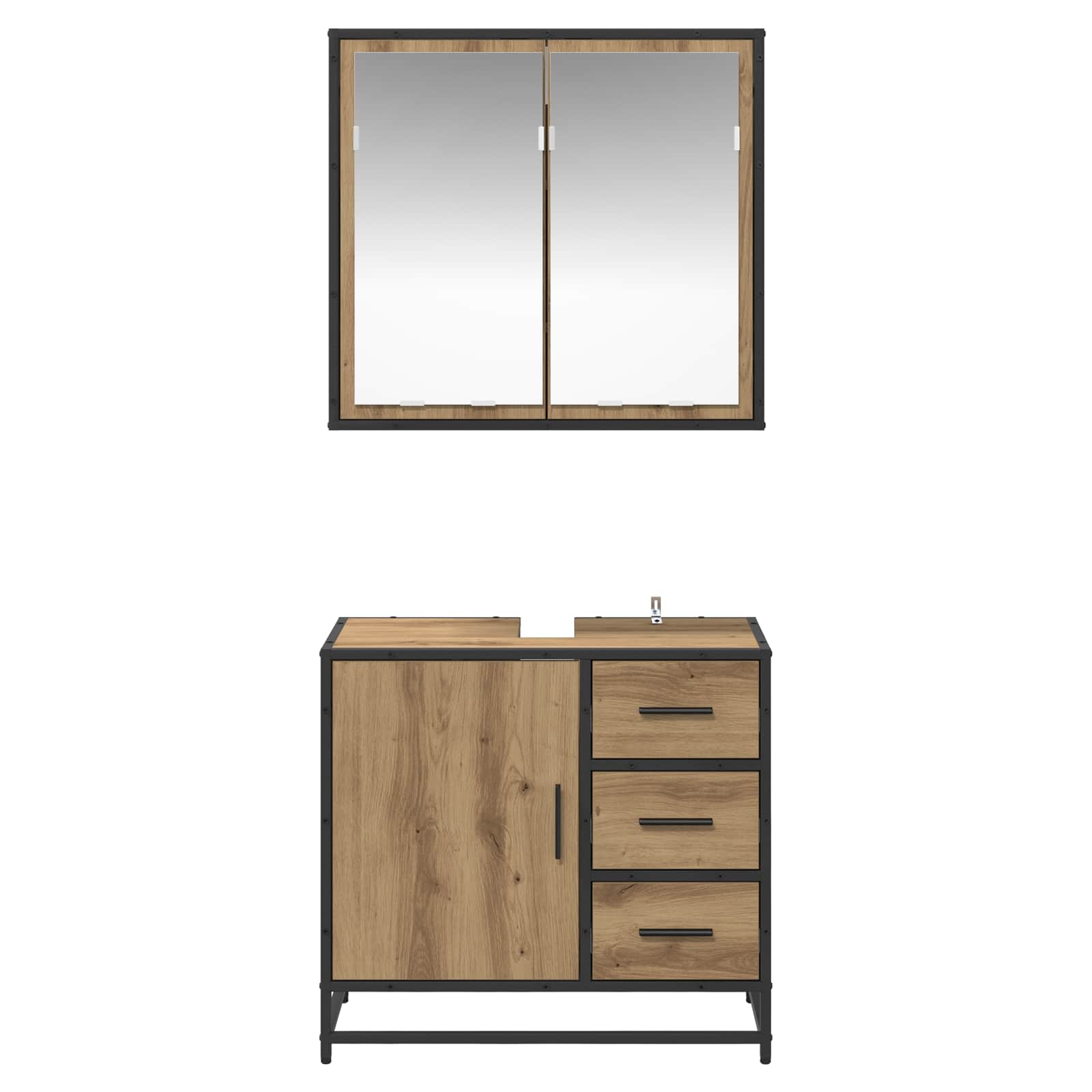 Set namještaja za kupaonicu s ladicama 2 pcs Umjetnički hrast