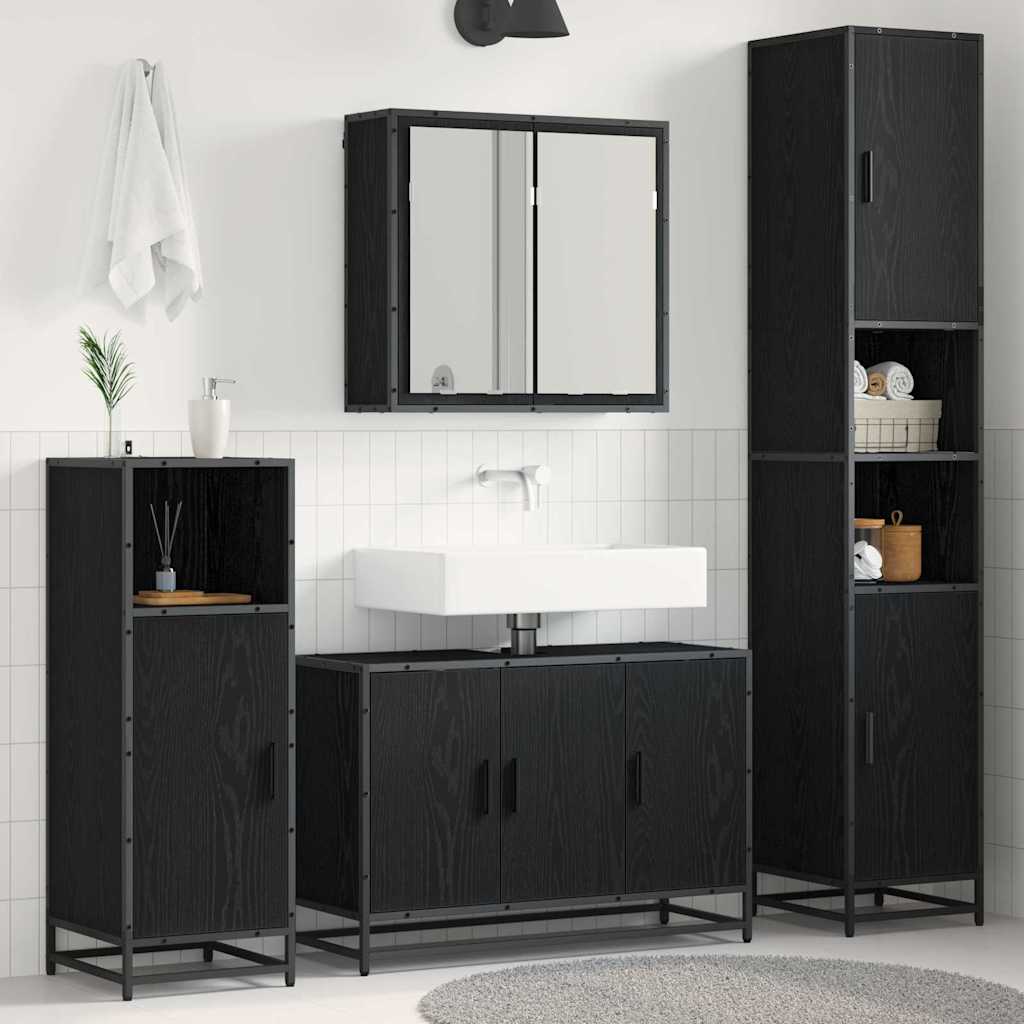 Set namještaja za kupaonicu 4 pcs Crni hrast Konstruirano drvo