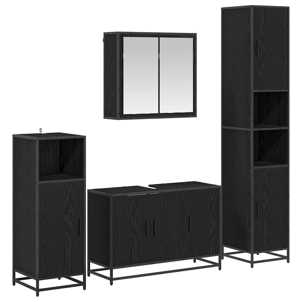 Set namještaja za kupaonicu 4 pcs Crni hrast Konstruirano drvo