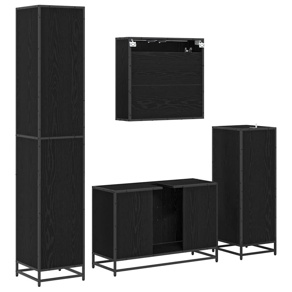 Set namještaja za kupaonicu 4 pcs Crni hrast Konstruirano drvo