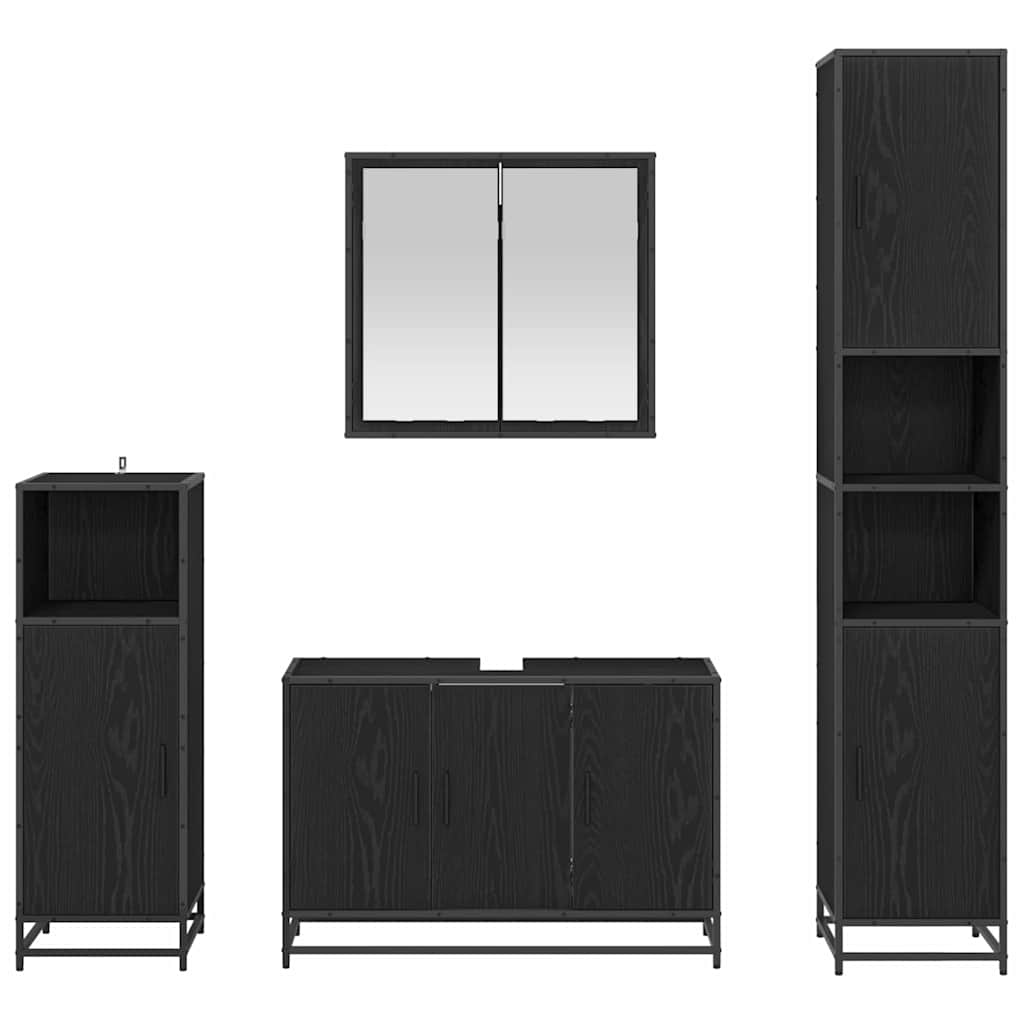 Set namještaja za kupaonicu 4 pcs Crni hrast Konstruirano drvo