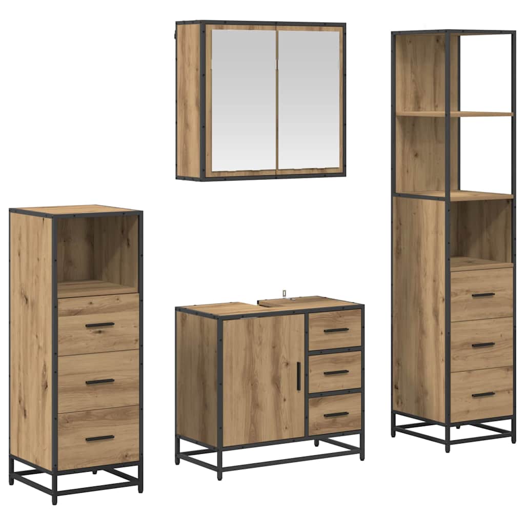 Set namještaja za kupaonicu s ladicama 4 pcs Umjetnički hrast