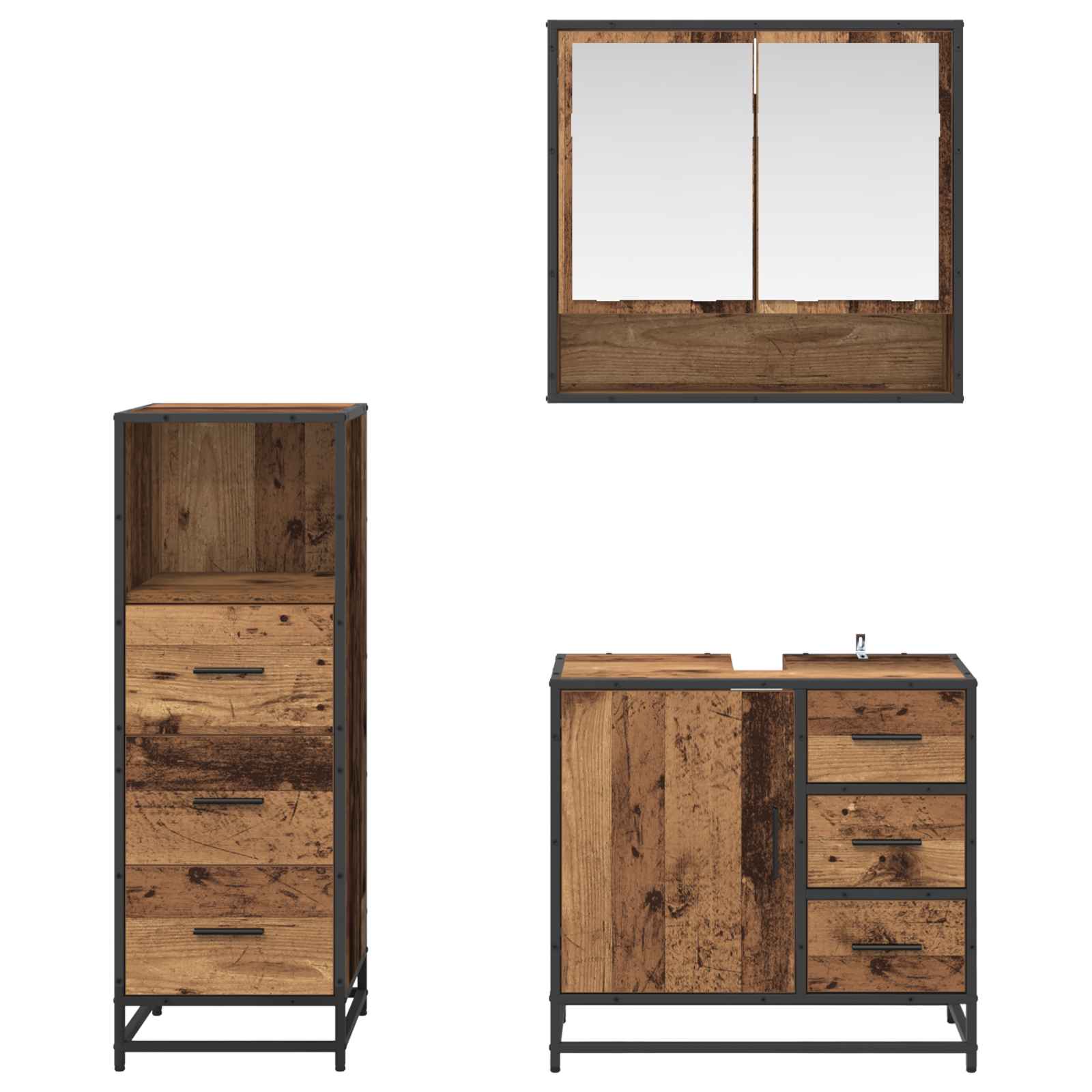 Set namještaja za kupaonicu 3 pcs Staro drvo Konstruirano drvo