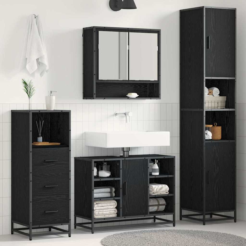 Set namještaja za kupaonicu 3 kom. Crni hrast Konstruirano drvo Smeđa 35 x 37,5 x 188,5 cm