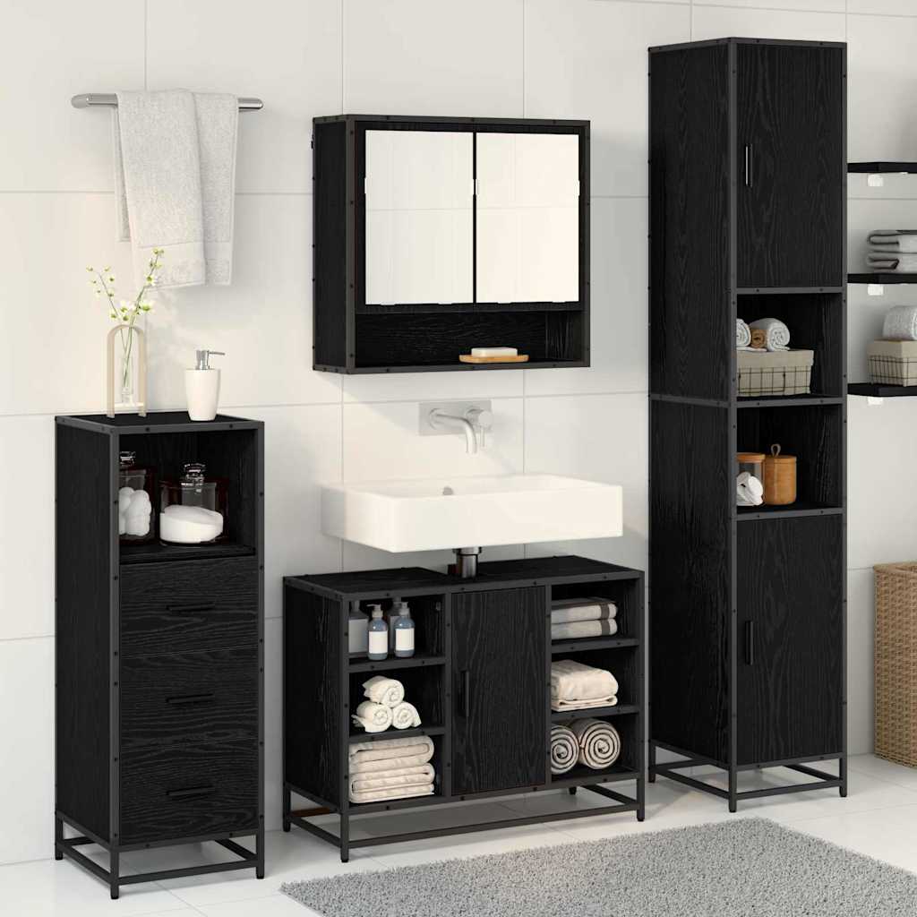 Set namještaja za kupaonicu 3 kom. Crni hrast Konstruirano drvo Smeđa 35 x 37,5 x 188,5 cm