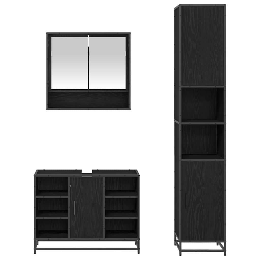 Set namještaja za kupaonicu 3 kom. Crni hrast Konstruirano drvo Smeđa 35 x 37,5 x 188,5 cm