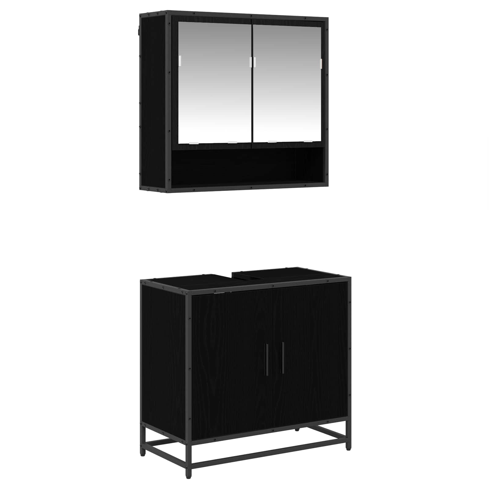 Set namještaja za kupaonicu 2 pcs Crni hrast Konstruirano drvo