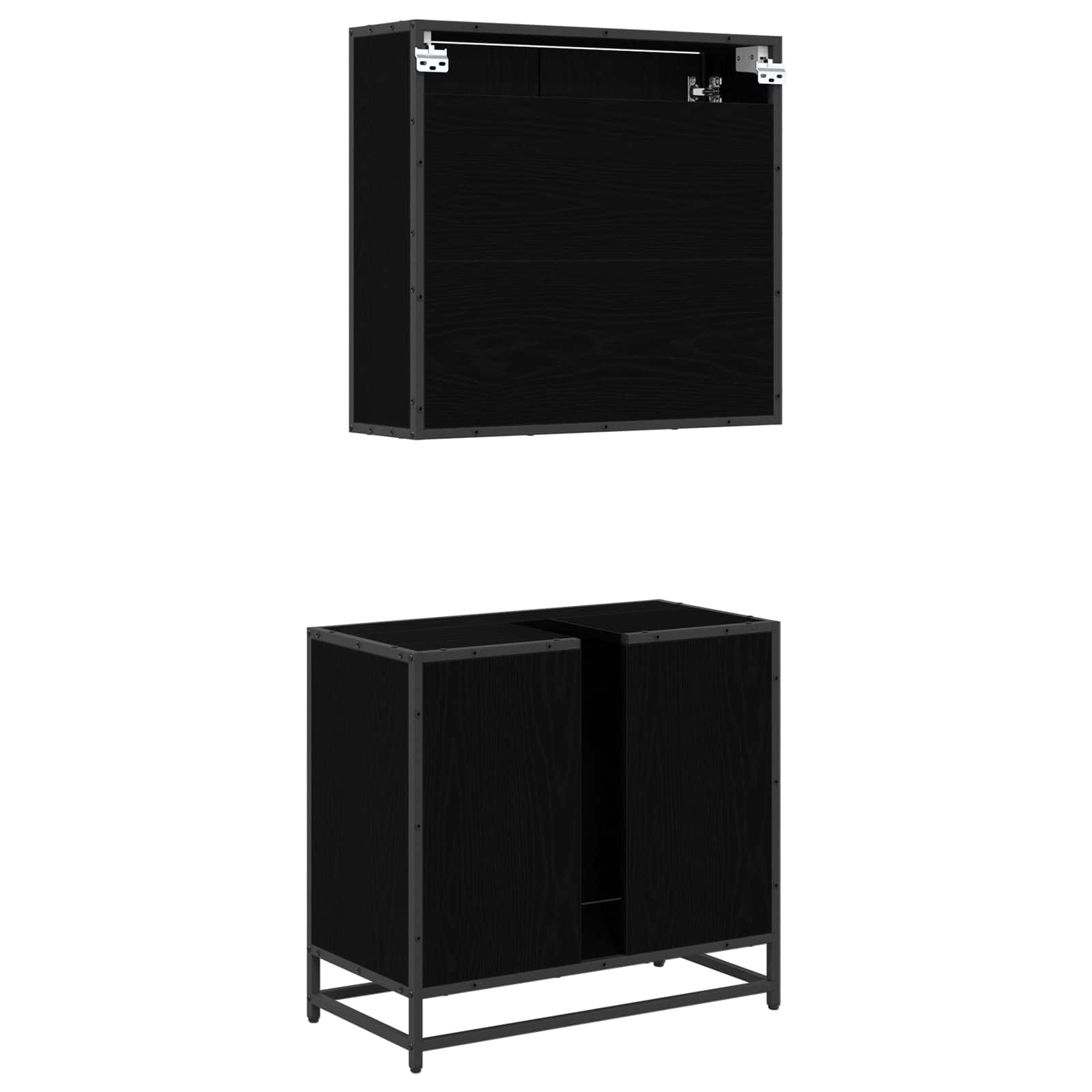 Set namještaja za kupaonicu 2 pcs Crni hrast Konstruirano drvo