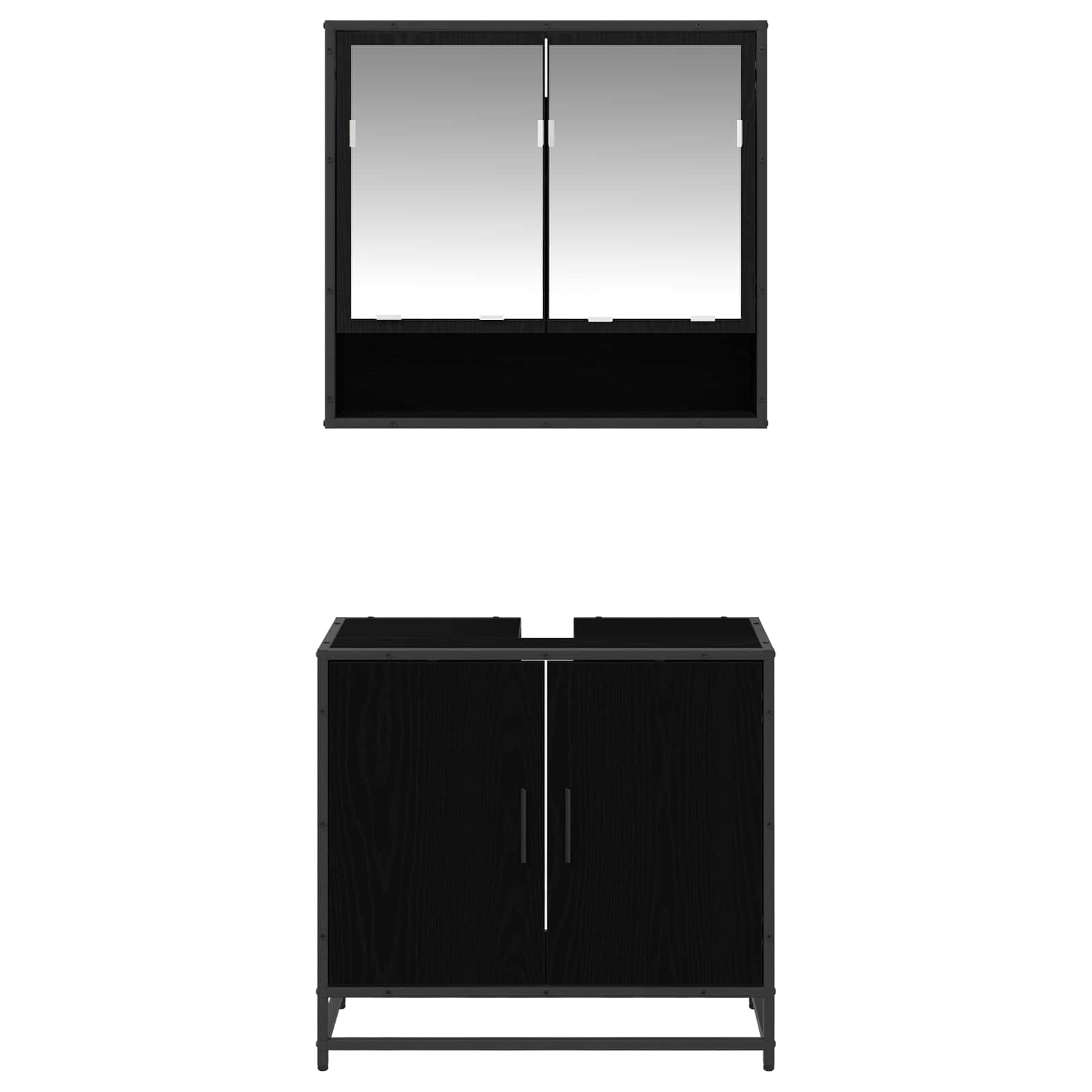 Set namještaja za kupaonicu 2 pcs Crni hrast Konstruirano drvo