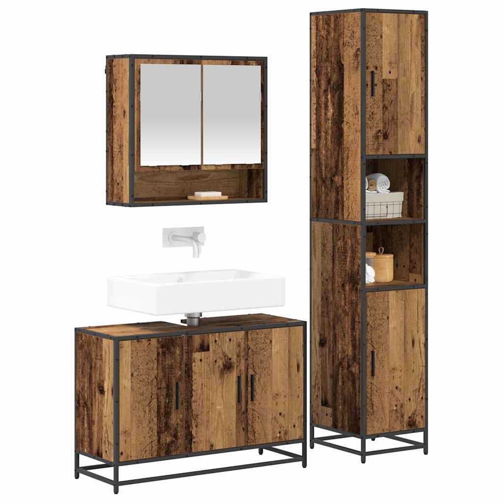 Set namještaja za kupaonicu 3 pcs Staro drvo Konstruirano drvo