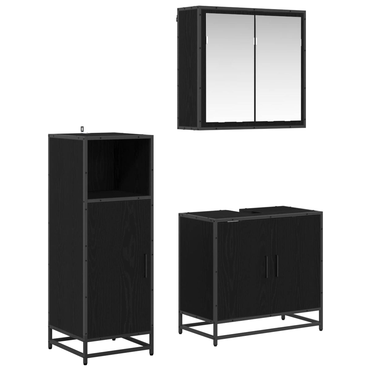 Set namještaja za kupaonicu 3 kom. Crni hrast 60 x 33 x 60 cm