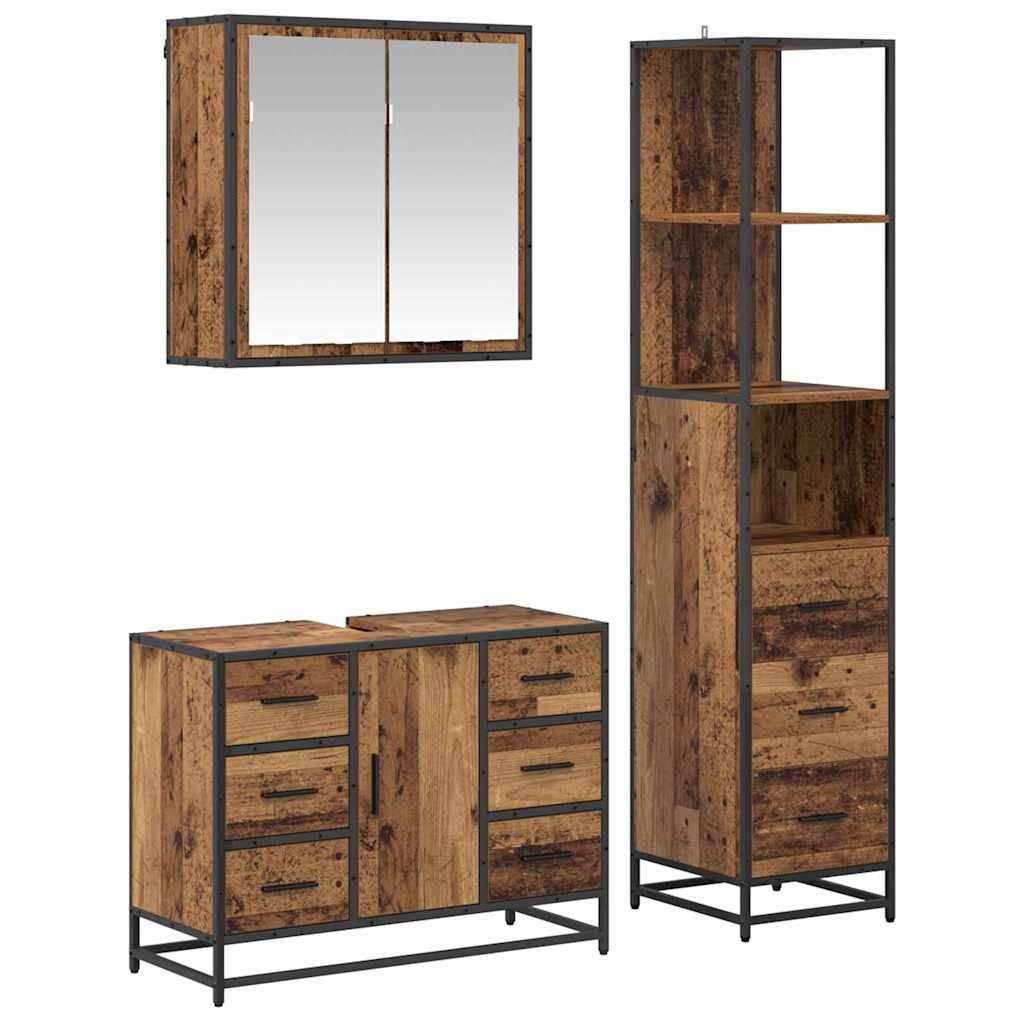 Set namještaja za kupaonicu 3 pcs Staro drvo Konstruirano drvo