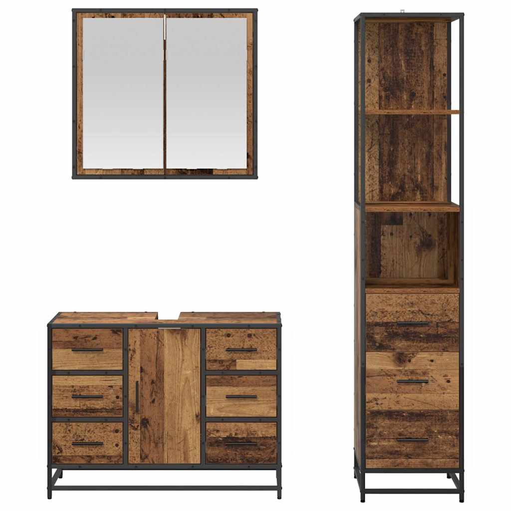 Set namještaja za kupaonicu 3 pcs Staro drvo Konstruirano drvo