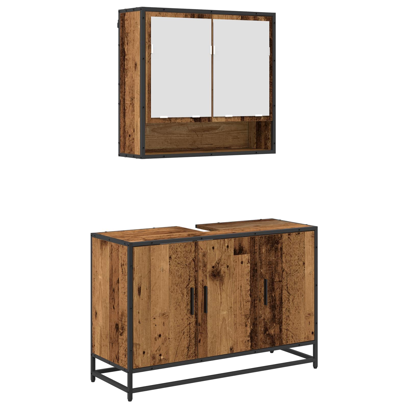 Set namještaja za kupaonicu 2 pcs Staro drvo Konstruirano drvo