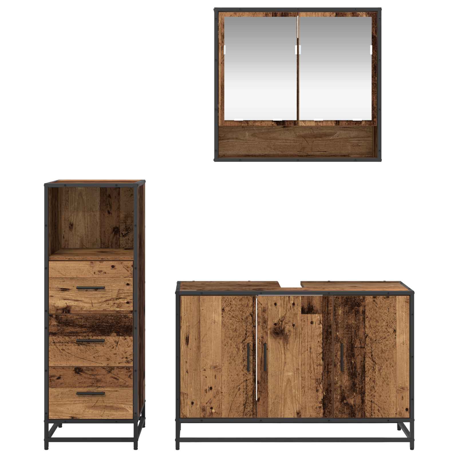 Set namještaja za kupaonicu 3 pcs Staro drvo Konstruirano drvo