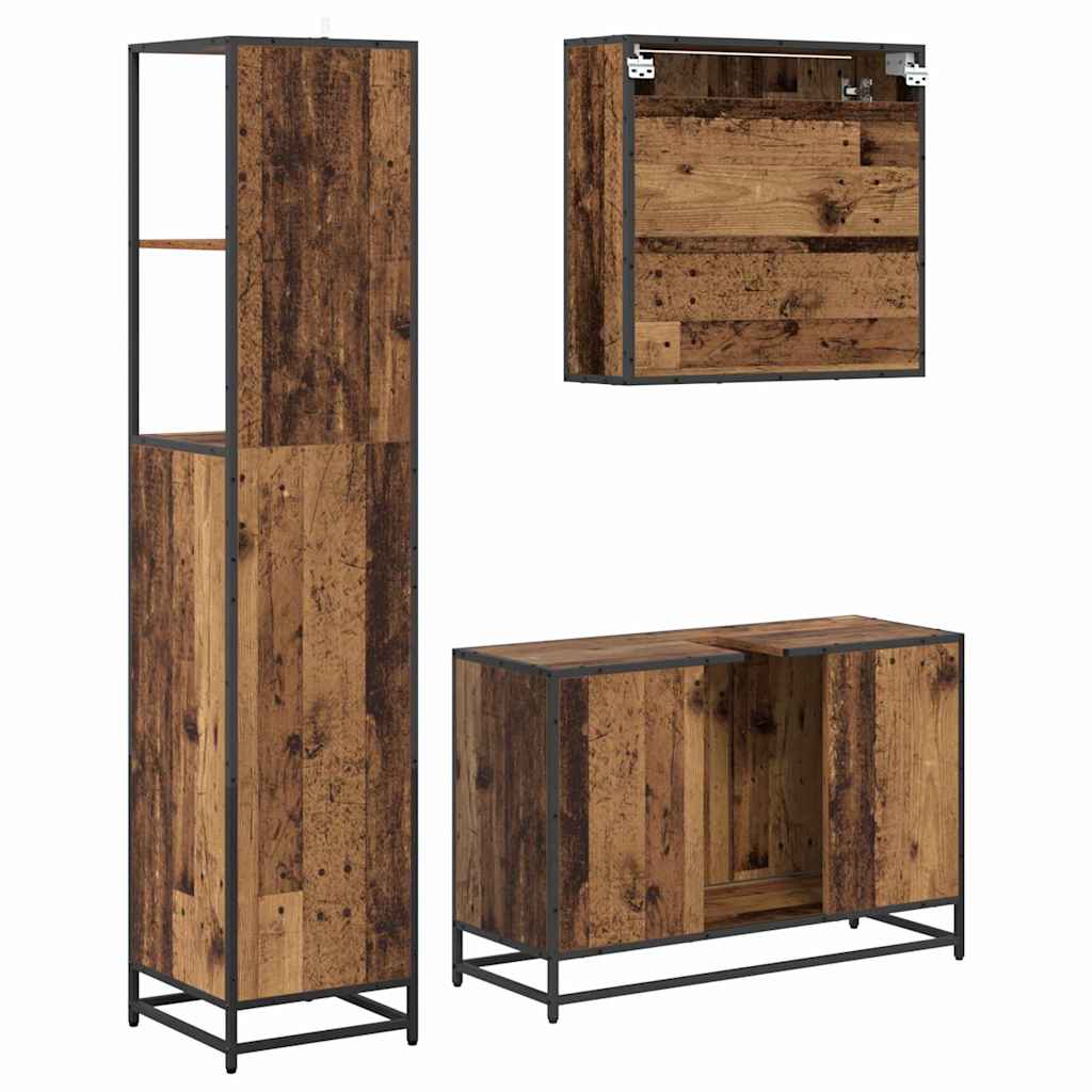 Set namještaja za kupaonicu 3 pcs Staro drvo Konstruirano drvo