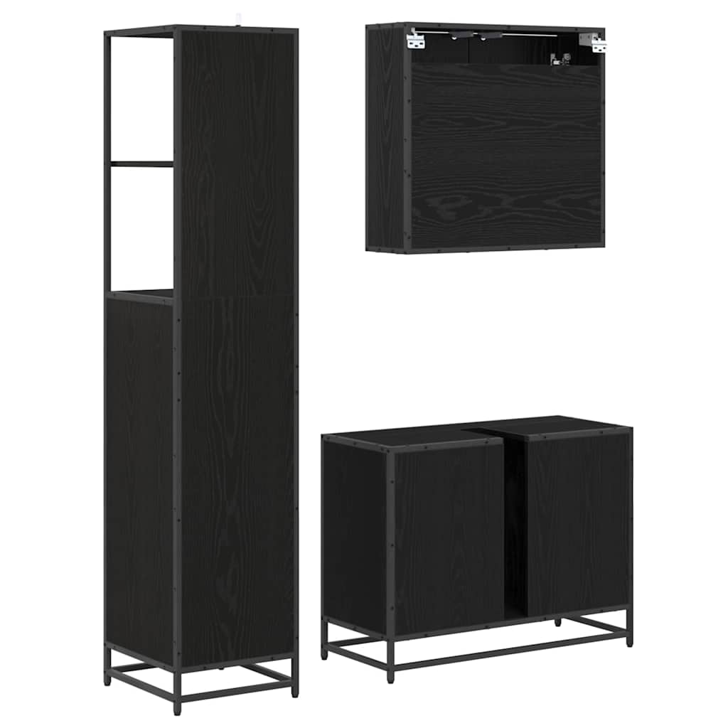Set namještaja za kupaonicu 3 kom. Crni hrast 80 x 33 x 60 cm