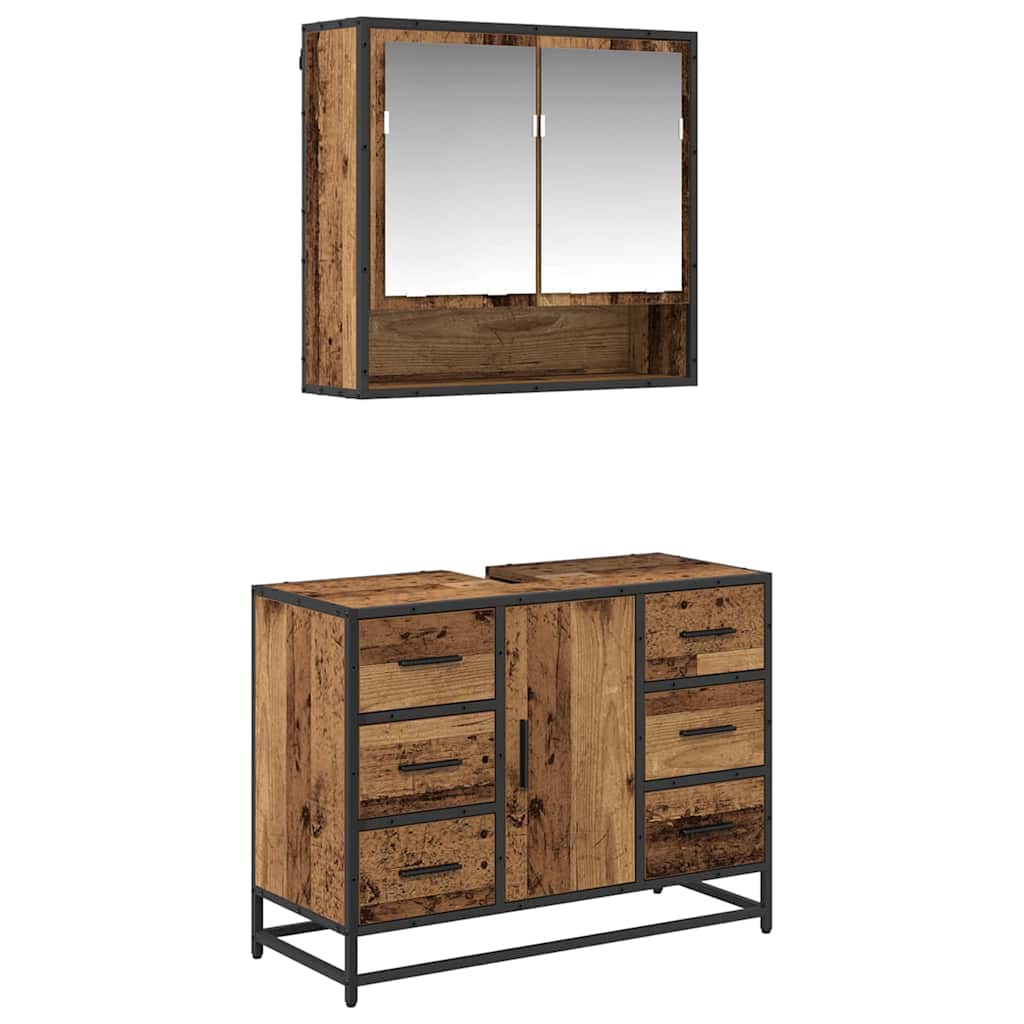 Set namještaja za kupaonicu 2 pcs Staro drvo Konstruirano drvo