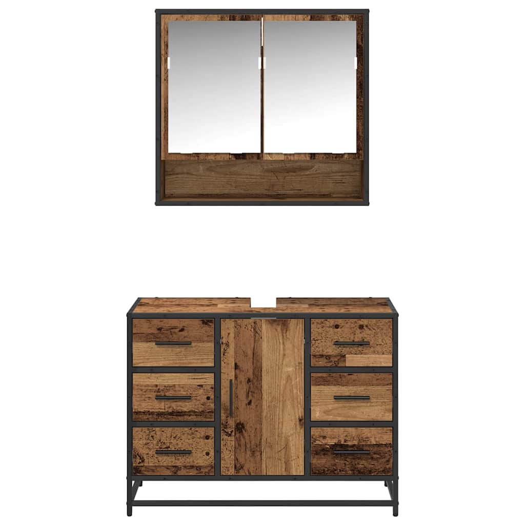 Set namještaja za kupaonicu 2 pcs Staro drvo Konstruirano drvo