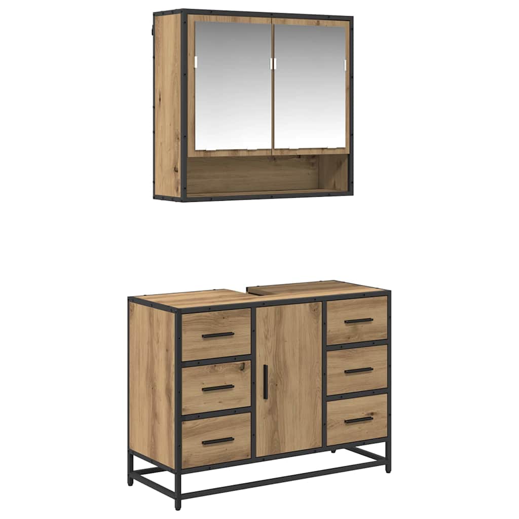 Set namještaja za kupaonicu s ladicama 2 pcs Umjetnički hrast