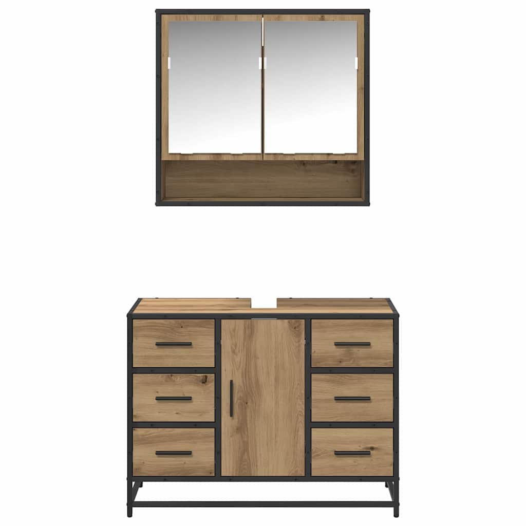 Set namještaja za kupaonicu s ladicama 2 pcs Umjetnički hrast