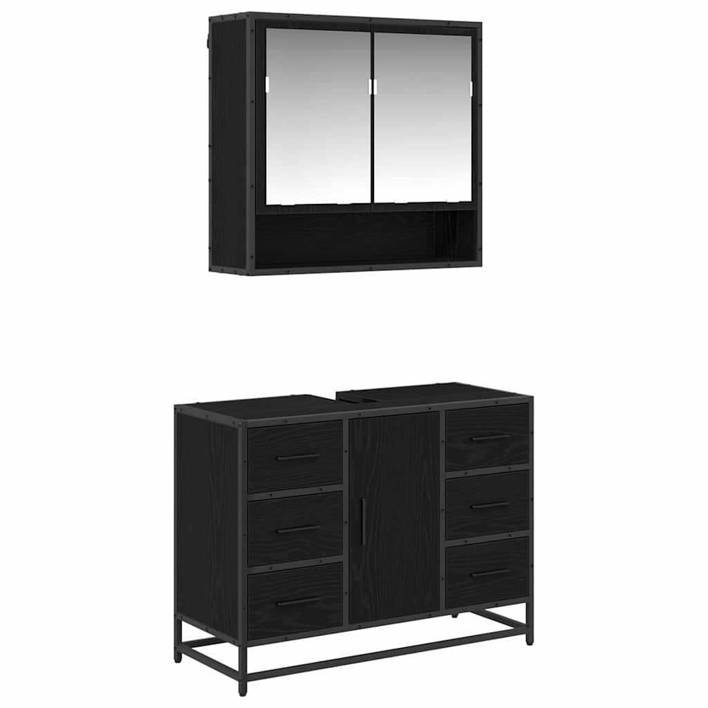 Set namještaja za kupaonicu 2 kom. Crni hrast 80 x 33 x 60 cm