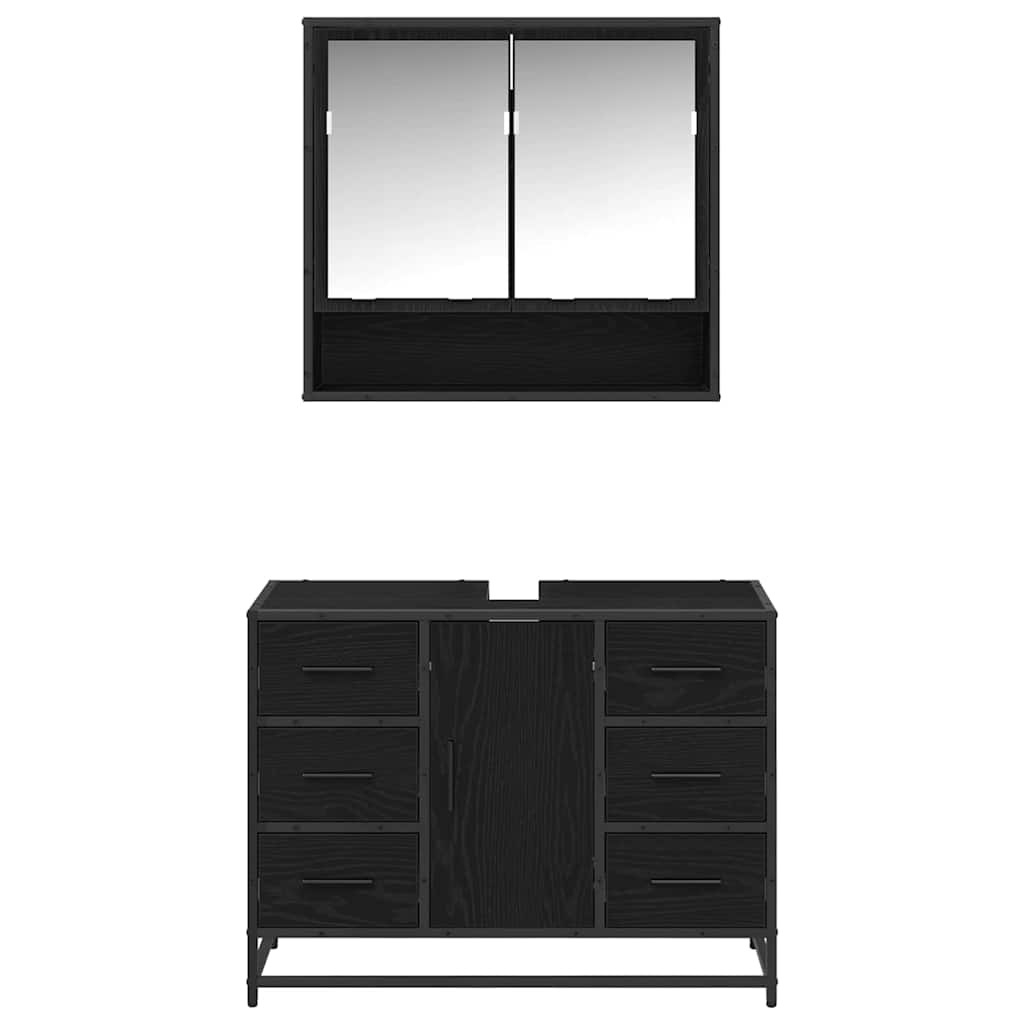 Set namještaja za kupaonicu 2 kom. Crni hrast 80 x 33 x 60 cm