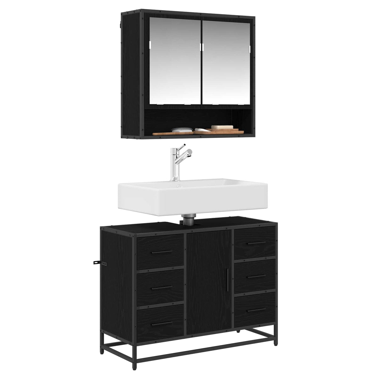 Set namještaja za kupaonicu 2 kom. Crni hrast 80 x 33 x 60 cm