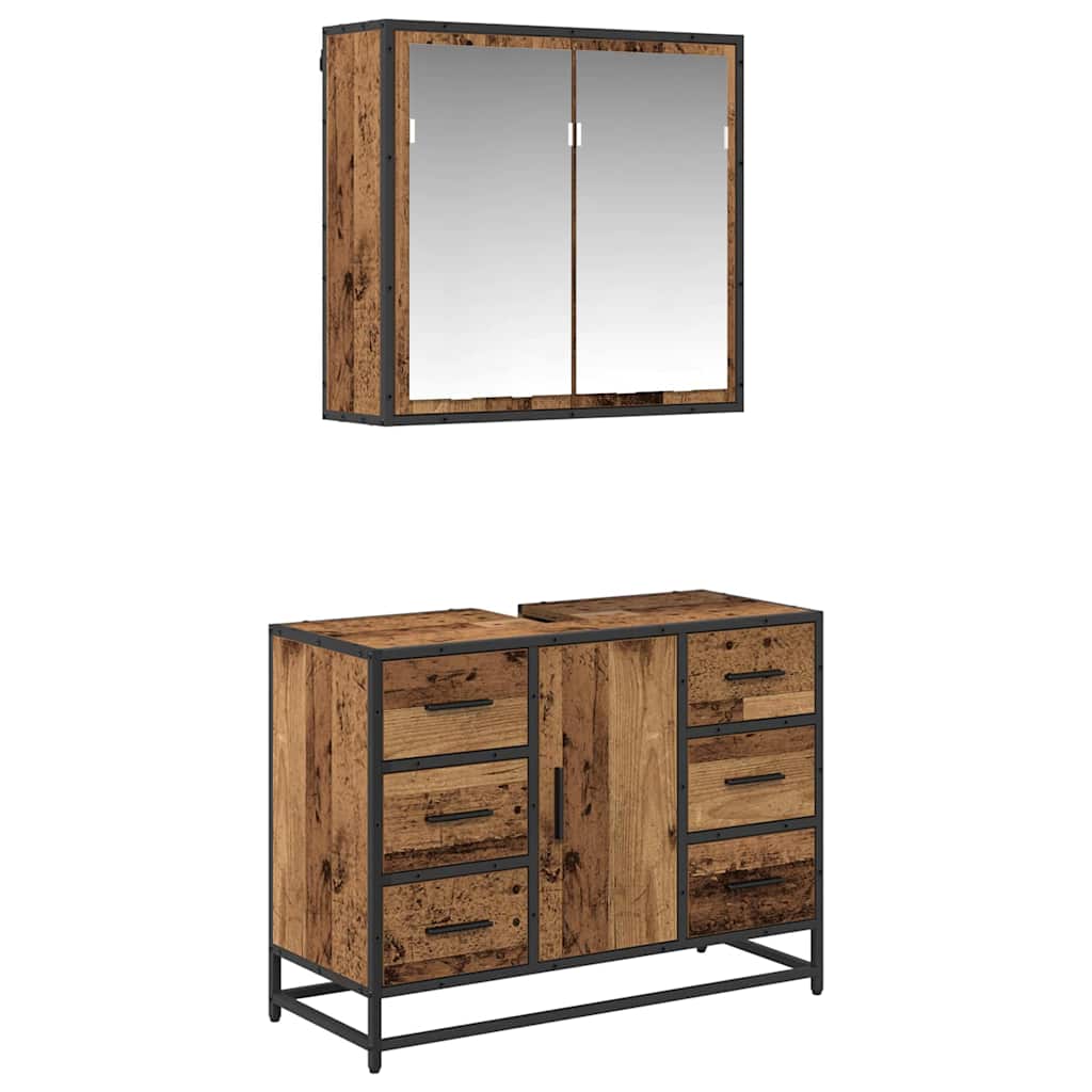 Set namještaja za kupaonicu 2 pcs Staro drvo Konstruirano drvo