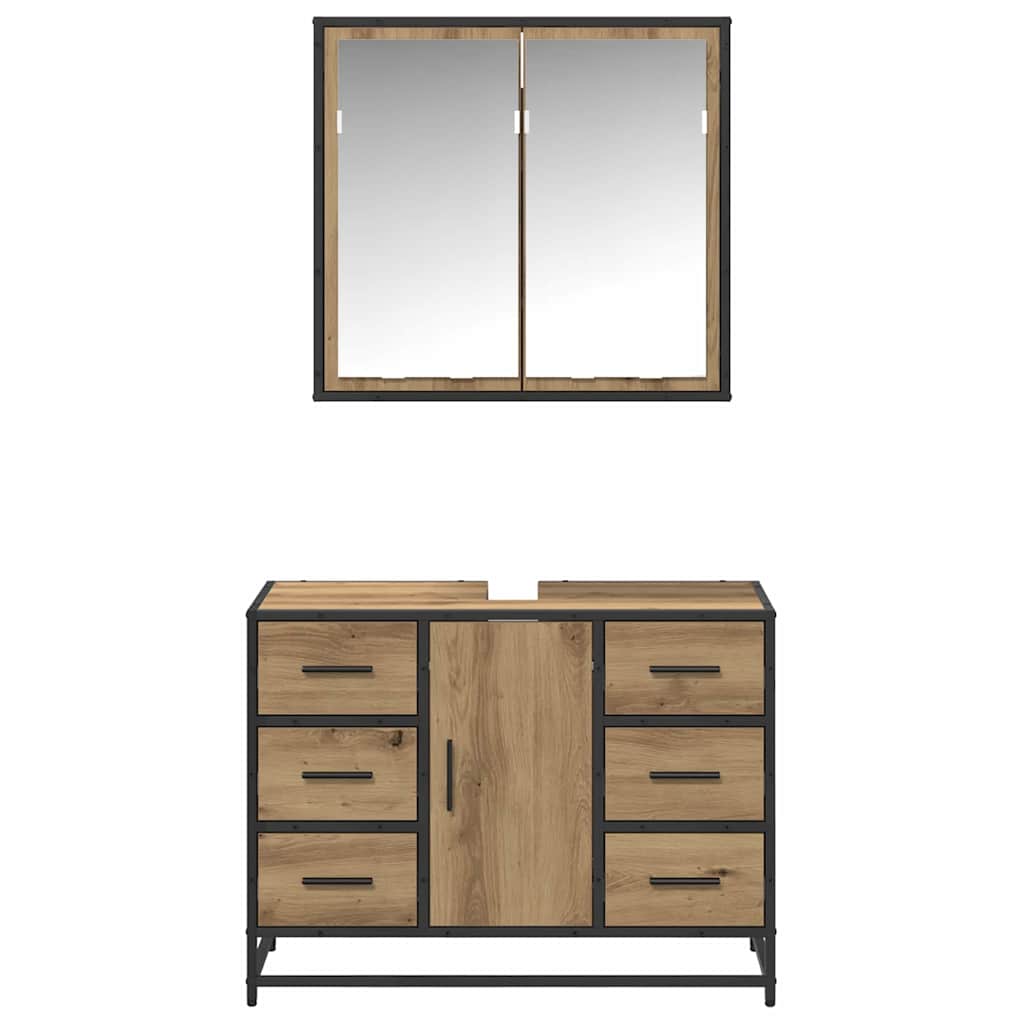 Set namještaja za kupaonicu s ladicama 2 pcs Umjetnički hrast