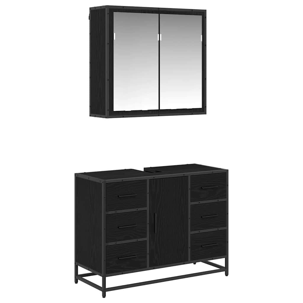 Set namještaja za kupaonicu 2 kom. Crni hrast 80 x 33 x 60 cm